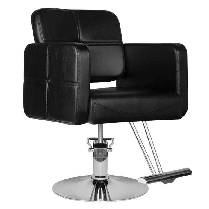 Schwarzer Ledersalonstuhl Hair System Friseurstuhl HS10 für professionelle Friseurarbeit