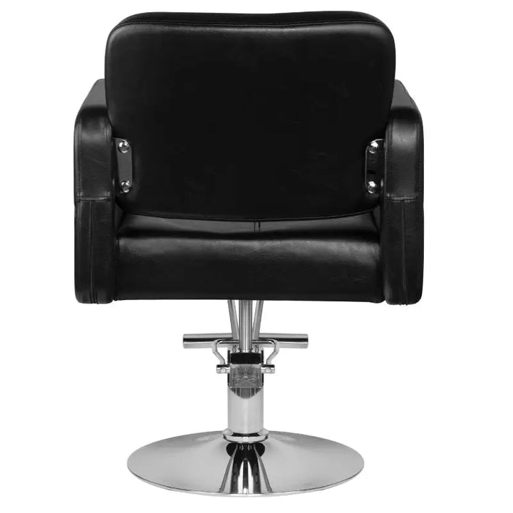 Schwarzer Friseurstuhl Hair System HS10 mit Chrombasis, modernes Salonmöbel