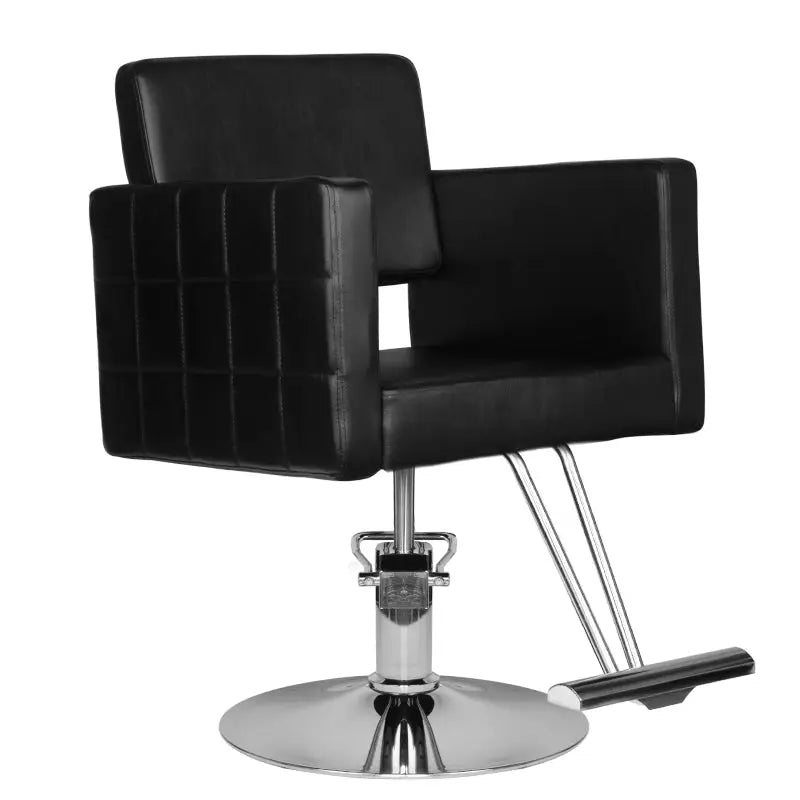 Schwarzer Friseurstuhl HS33 mit Chrombasis für Hairsystem Friseurstudio