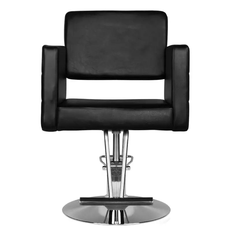 Schwarzer Friseurstuhl HS33 mit Chrombasis für Salon und Friseursalon