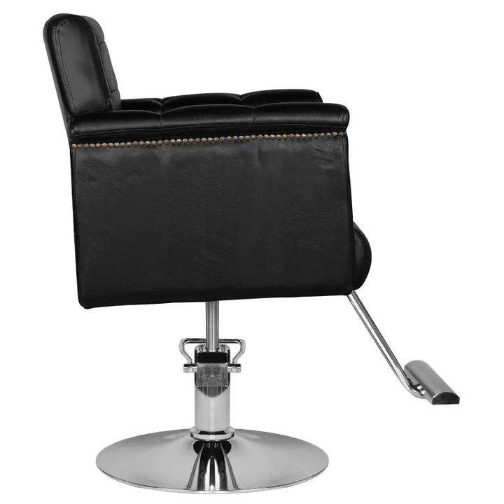 Schwarzer Lederfriseurstuhl Hair System Friseurstuhl HS48 für Salon und Friseur