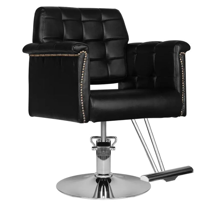 Schwarzer Ledersalonstuhl Hair System Friseurstuhl HS48 Schwarz for professionelle Friseure