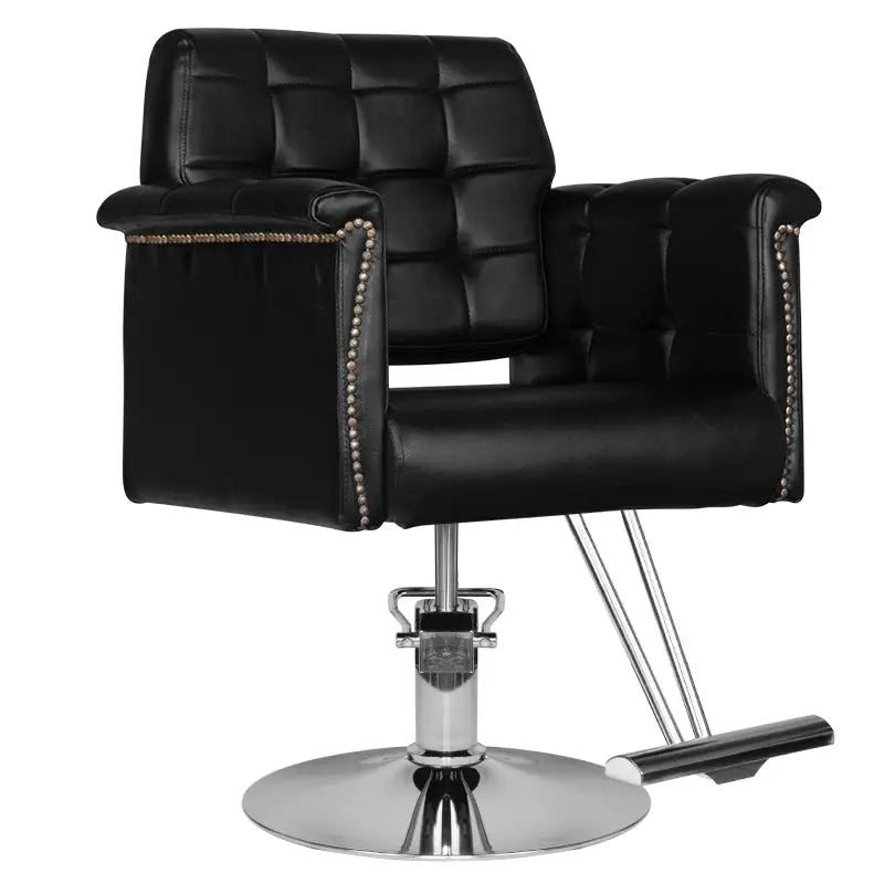 Schwarzer Ledersalonstuhl Hair System Friseurstuhl HS48 Schwarz for professionelle Friseure