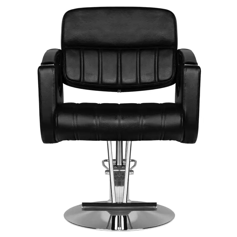 Schwarzer Friseurstuhl Hair System HS52 mit Chrombasis für Salonkomfort
