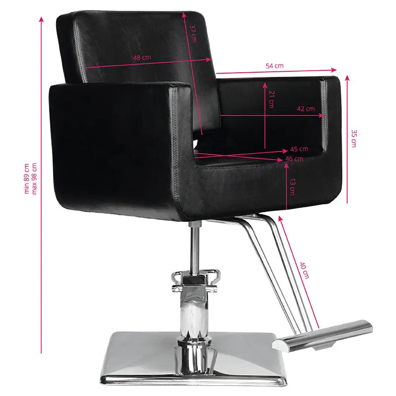 Schwarzer Friseurstuhl HS91 mit Maßen für Hair System Friseurstuhl Produkt