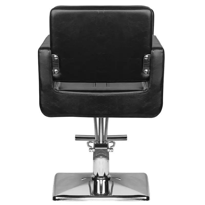 Schwarzer Friseurstuhl Haarschneidesessel mit Chrombasis im Hair System Friseurstuhl HS91