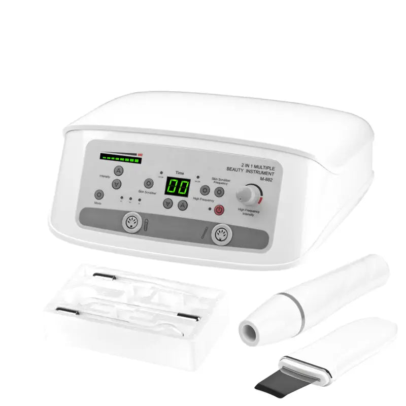 Weißes Gesichtsbeautyinstrument für Hautpeeling Elegante 882 + Darsonval-Gerät