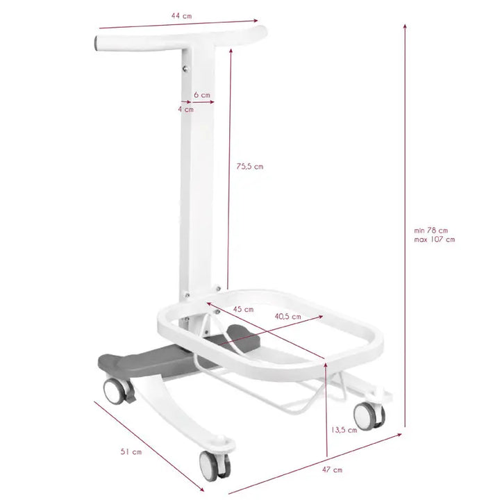 Weiß verstellbarer rollbarer Stand mit Maßen für Höhenverstellbare Fußbadewanne für Pediküre Comfort