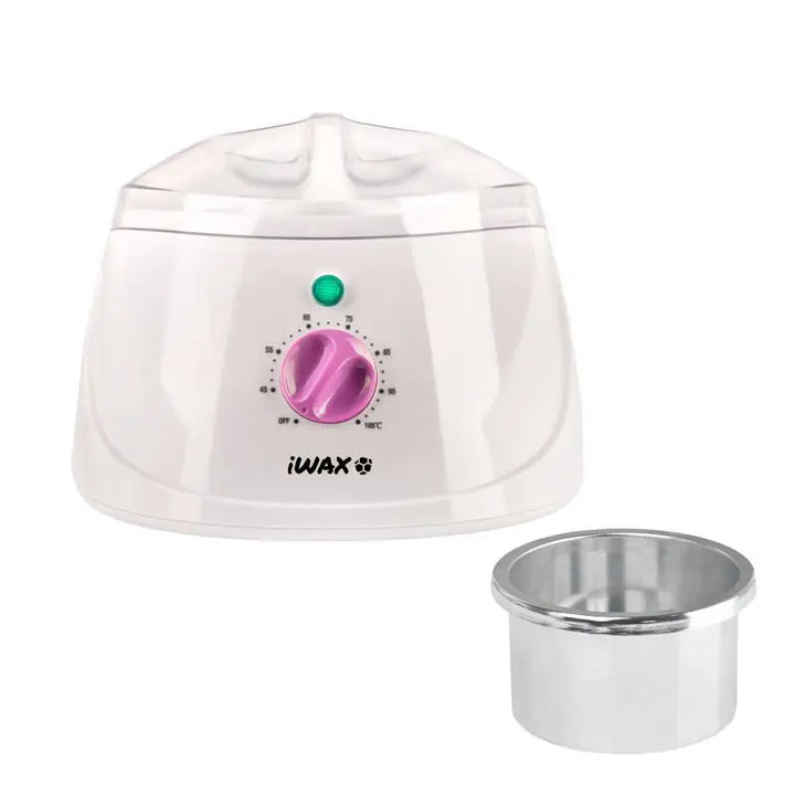 Weiße Wachslampe mit Temperaturregler und Metalltopf für das IWax Wachs-Heizgerät 400ml
