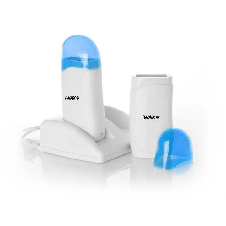 Weiße Wachsheizung mit blauen Akzenten für das IWax Wachs-Heizgerät roll-on Duo 80w