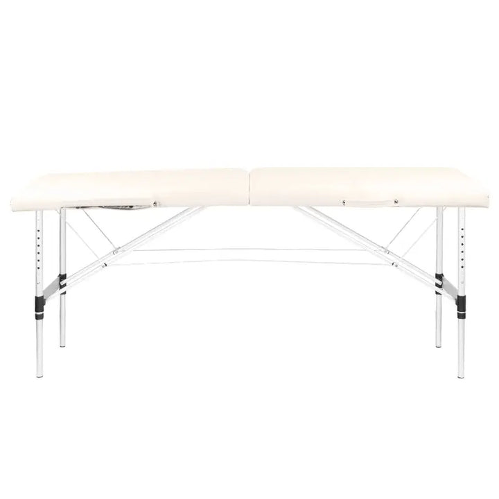 Portable Massage-Tisch Klapp-Massageliege Alu Komfort 2-teilig in Creme Farbe