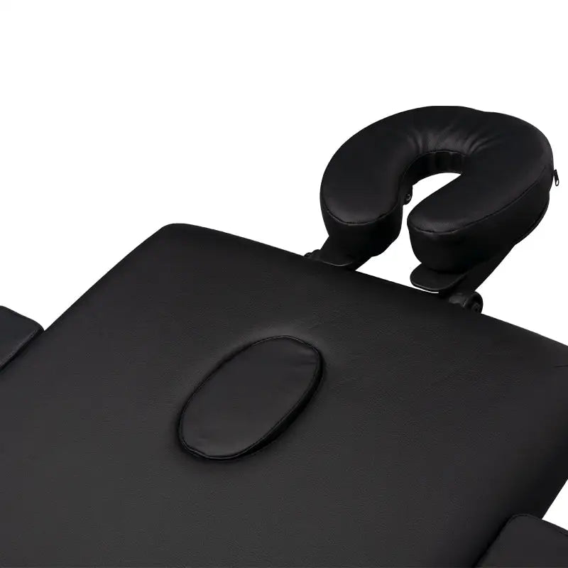Schwarze Klapp-Massageliege Alu Komfort mit Kopfstütze für Wellness und Entspannung