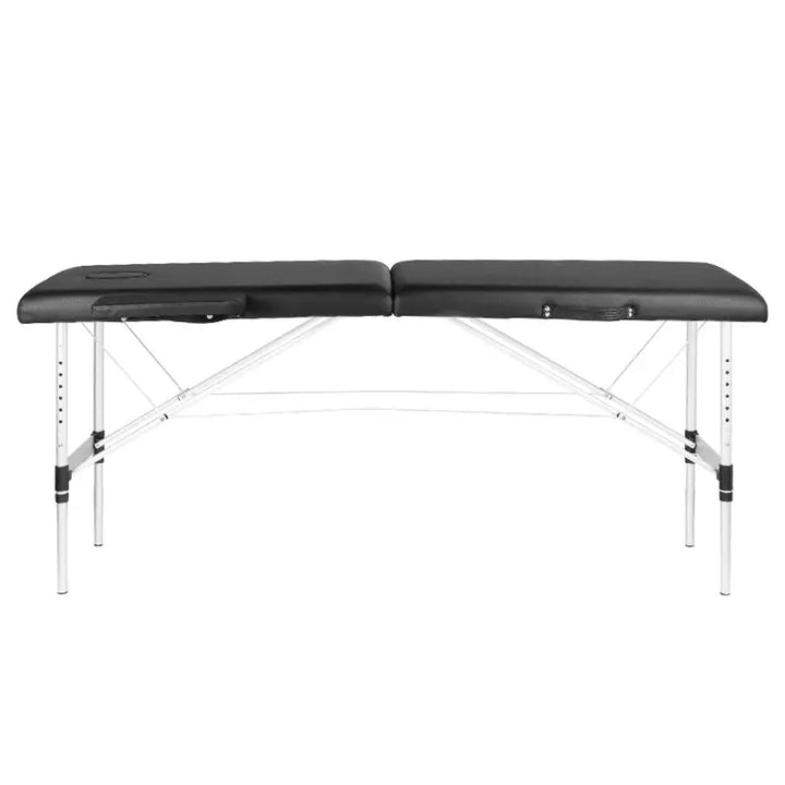 Schwarze tragbare Massageliege Klapp-Massageliege Alu Komfort 2-teilig