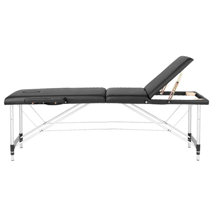 Verstellbare schwarze Massageliege Klapp-Massageliege Alu Komfort 3-teilig Schwarz