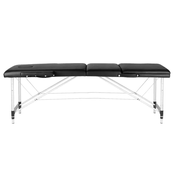 Schwarze tragbare Massagebank Klapp-Massageliege Alu Komfort 3-teilig