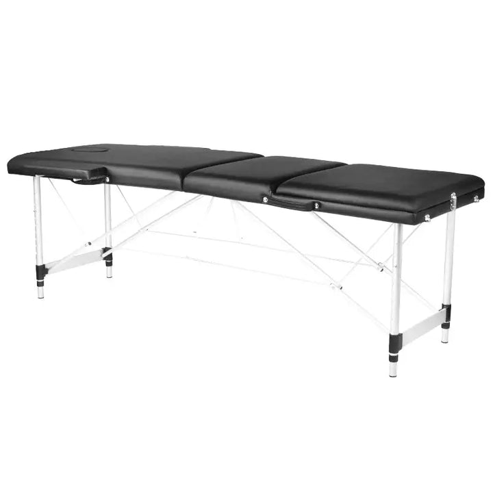 Tragbare schwarze Massagetisch Klapp-Massageliege Alu Komfort 3-teilig