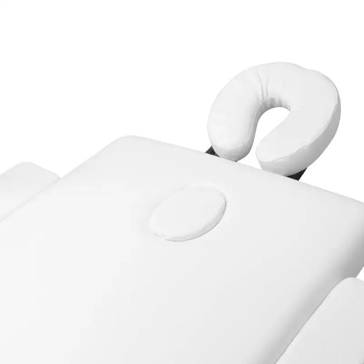 Weiße Klapp-Massageliege Alu Komfort 3-teilig mit Kopfstütze für Wellness und Therapie