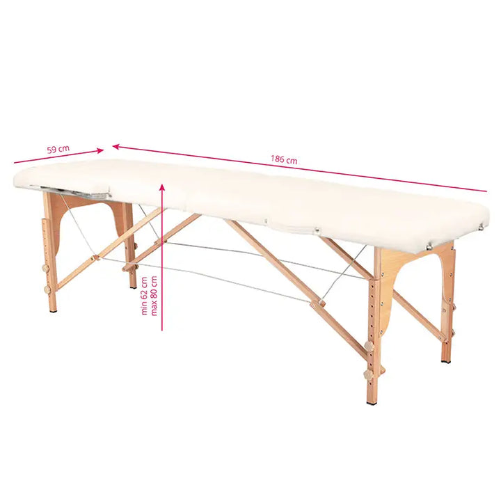 Portable Massageliege mit verstellbarer Höhe Klapp-Massageliege Komfort 2-teilig Creme