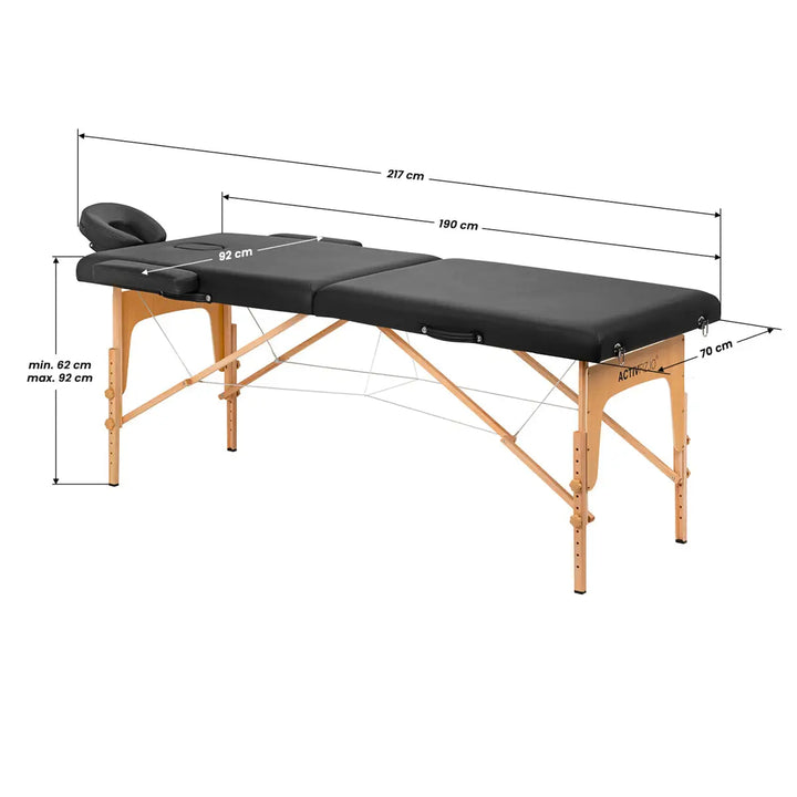 Klapp-Massageliege Komfort LUX 190X70 2-teilig Schwarz - Massageliege