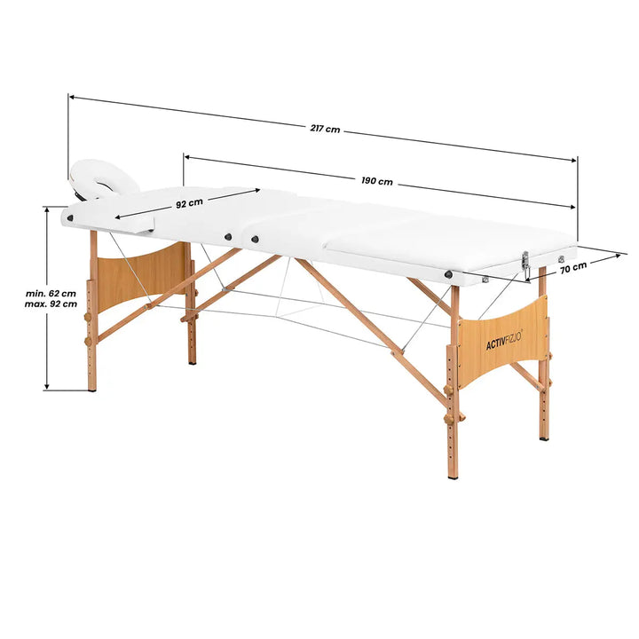 Klapp-Massageliege Komfort LUX 190X70 3-teilig Weiß - Massageliege