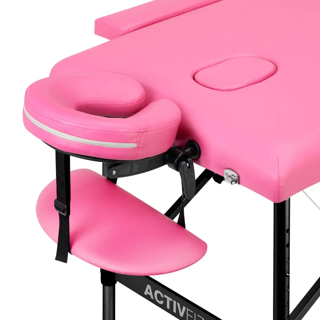 Klappbare Massageliege Aluminium Comfort 2 Segmente rosa schwarz - Klappbare Massageliege