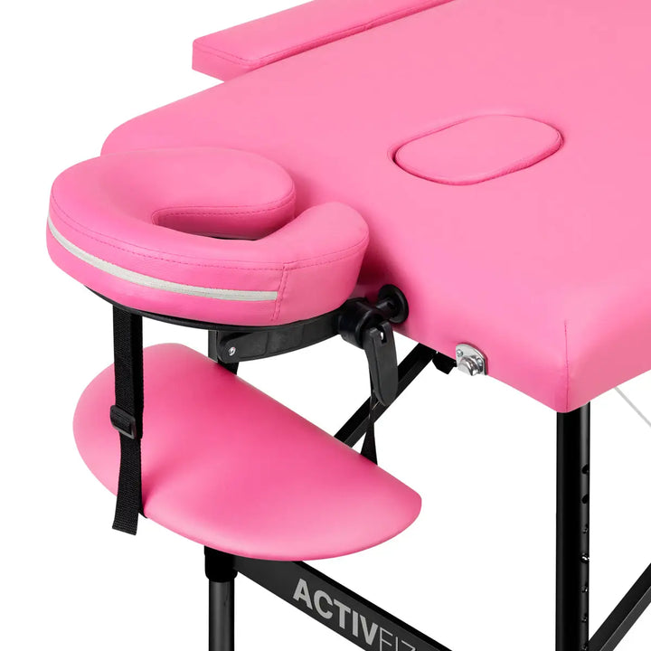 Klappbare Massageliege Aluminium Comfort 2 Segmente rosa schwarz - Klappbare Massageliege