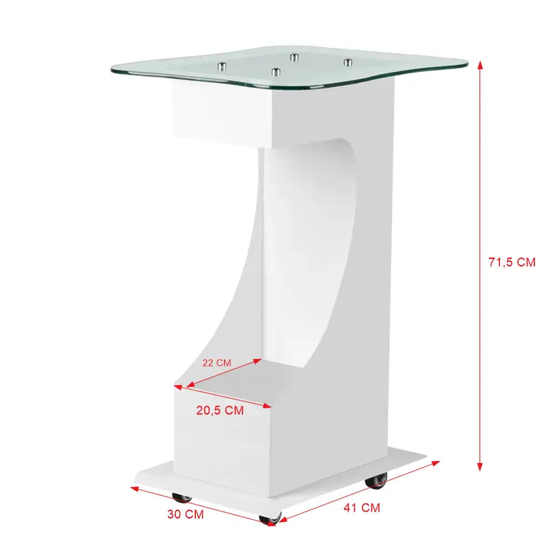 Weiße Manikürtisch mit Glassplatte für Kosmetik-Gerätewagen 083