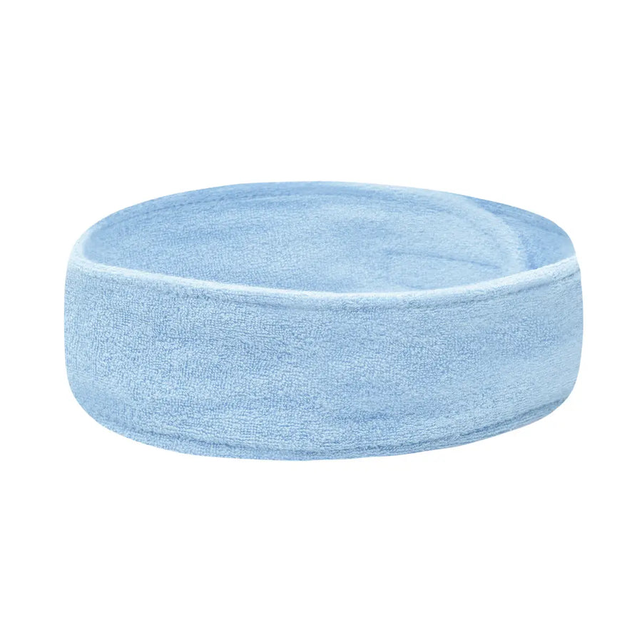Helle blaue Frottee-Kosmetikband für Haare, angenehmer Komfort