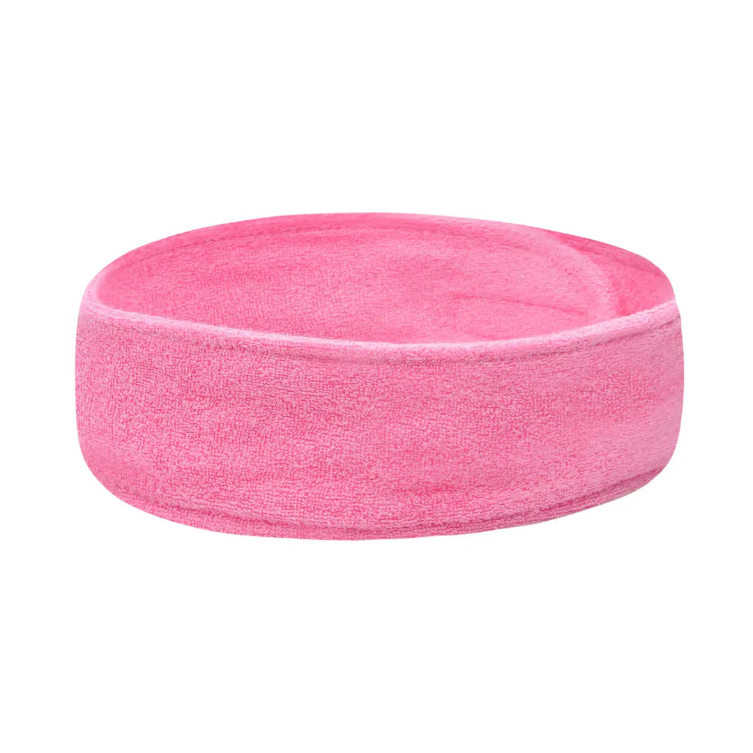 Pinkes Frottee-Kosmetikband für Gesichtspflege und Haarstyling