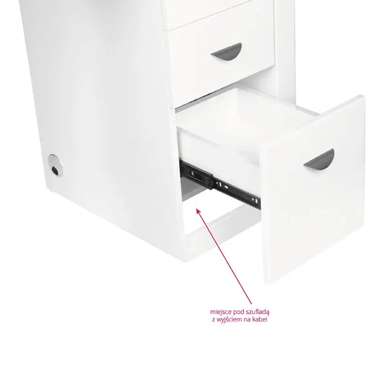 Weiße Kommode mit offenem Schubfach für Kosmetiktisch 310 weiß rechts