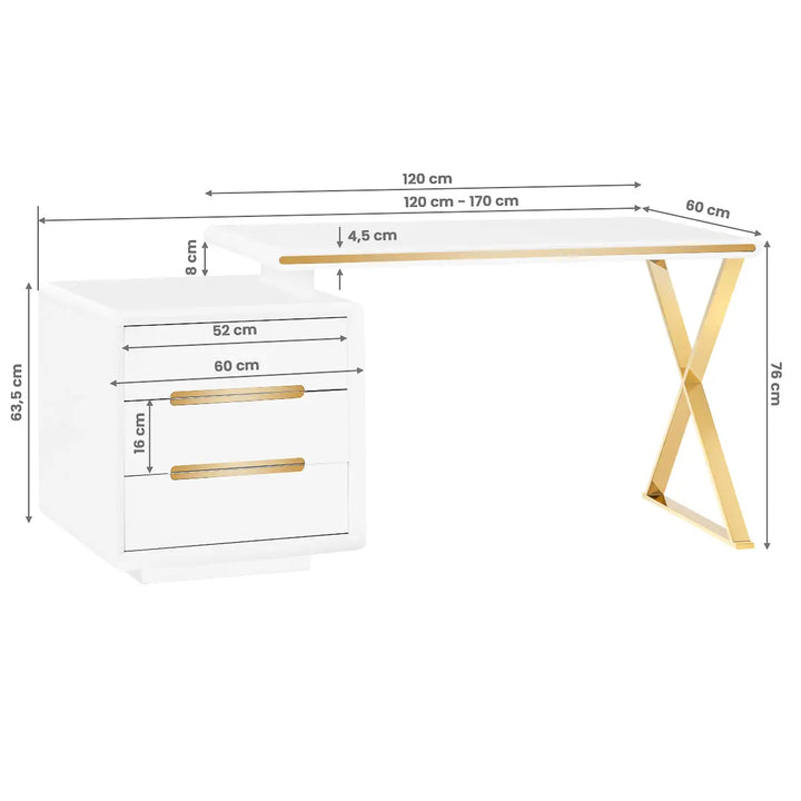 Kosmetiktisch 3309G gold weiß - Kosmetiktisch