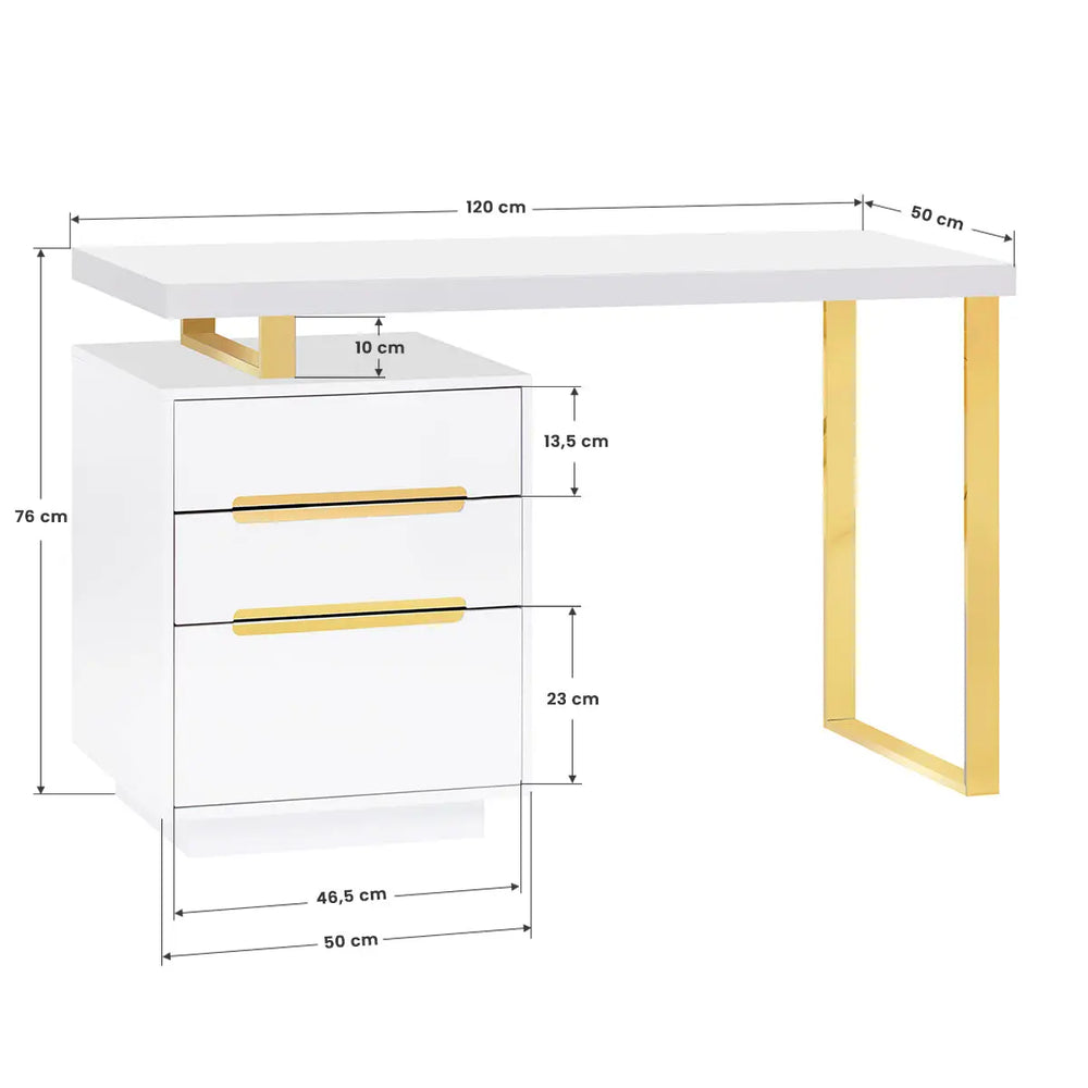 Kosmetiktisch 3311G Gold Weiß - Kosmetiktisch