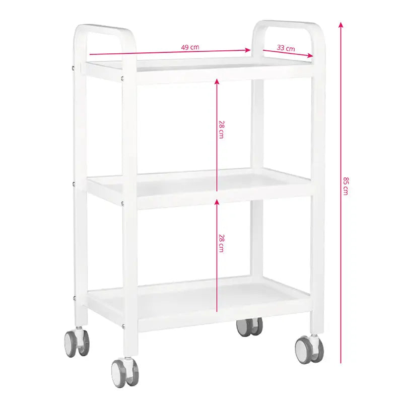 Weiße dreistöckige rollende Kosmetikwagen hs09 weiss mit Maßen