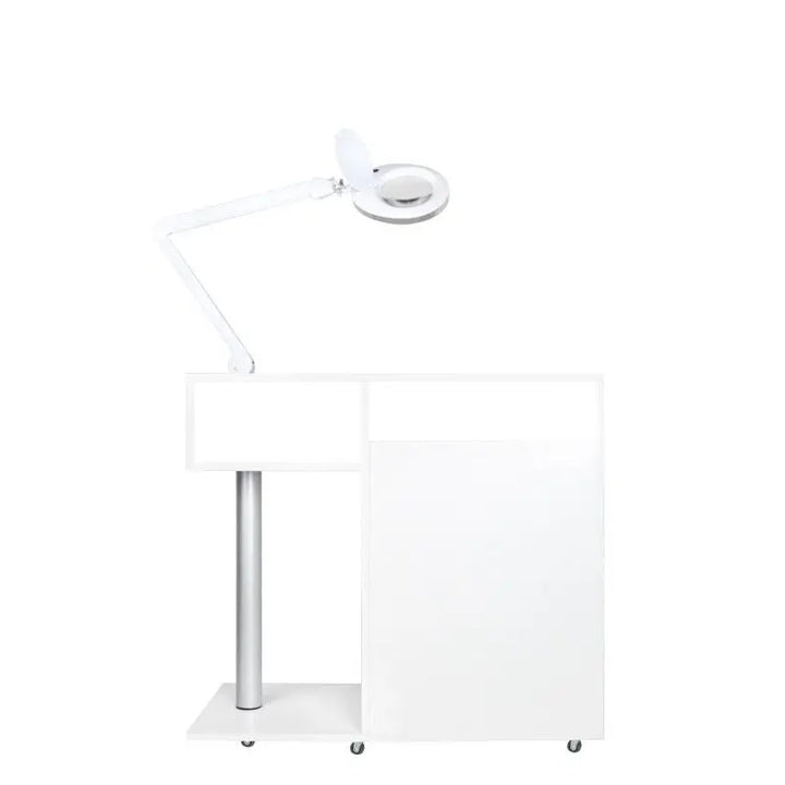 Weiße Magnifying-Lampe auf Rollständer für Kosmetikwagen Podologie Y-300 Weiß