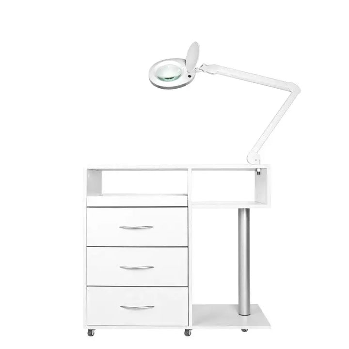 Weiße Kosmetikwagen Podologie Y-300 mit Lupenlampe für professionelle Behandlungen