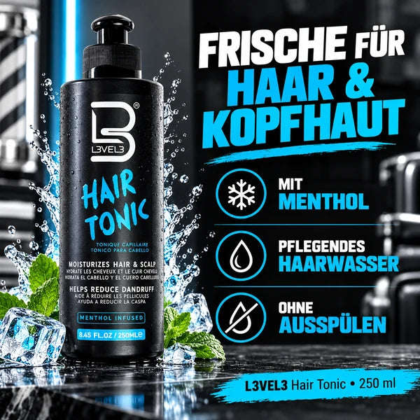 L3VEL3 Hair Tonic mit Menthol – pflegendes Haarwasser ohne Ausspülen