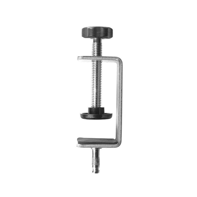 Metall-C-Klammer mit Gewindeschraube an der schwarzen LED-Schreibtischlampe