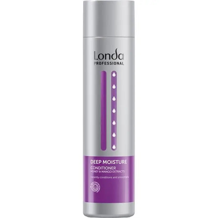 Silberne Flasche Londa Professional Deep Moisture Conditioner auf weißem Hintergrund
