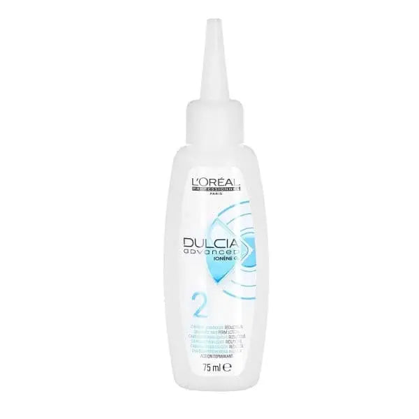 Weiße Flasche mit Dauerwellflüssigkeit von L Oreal Professionnel Dulcia