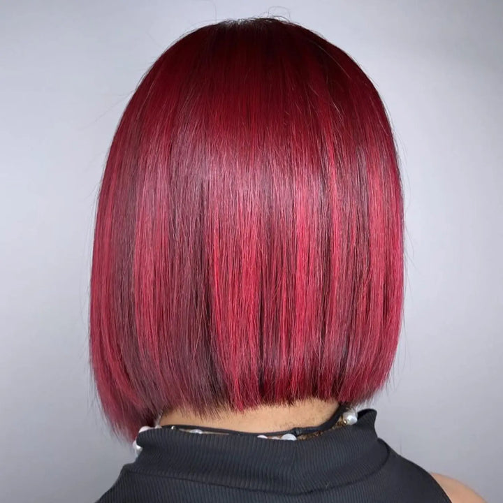 Sleek roter Bob Haarschnitt mit L Oreal Professionnel Inoa Haarfarbe