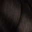 Dunkle braune, glänzende Haarsträhnen mit L’Oreal Professionnel Inoa Haarfarbe