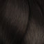 Dunkle braune, glänzende Haarsträhnen mit L Oreal Professionnel Inoa Haarfarbe