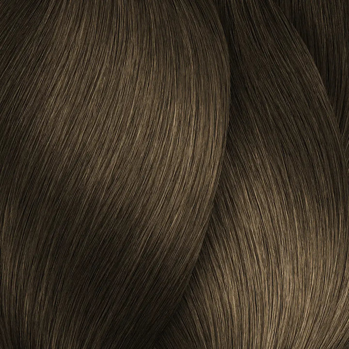 Brauner geflochtener Haarmuster Swatch für L Oreal Professionnel Inoa Haarfarbe