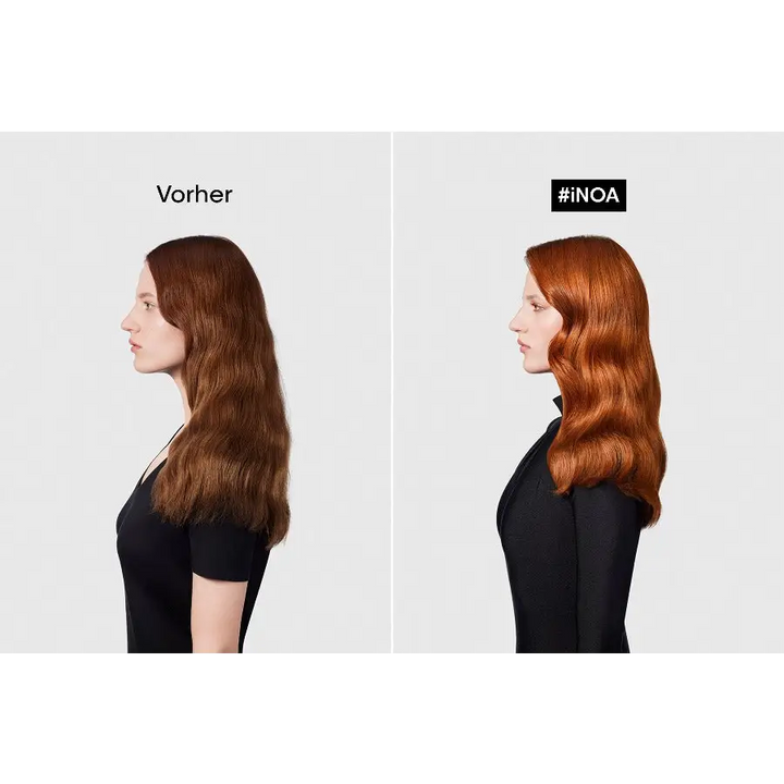 Haarfarben-Transformation mit L Oreal Professionnel Inoa Haarfarbe, glänzendes Ergebnis
