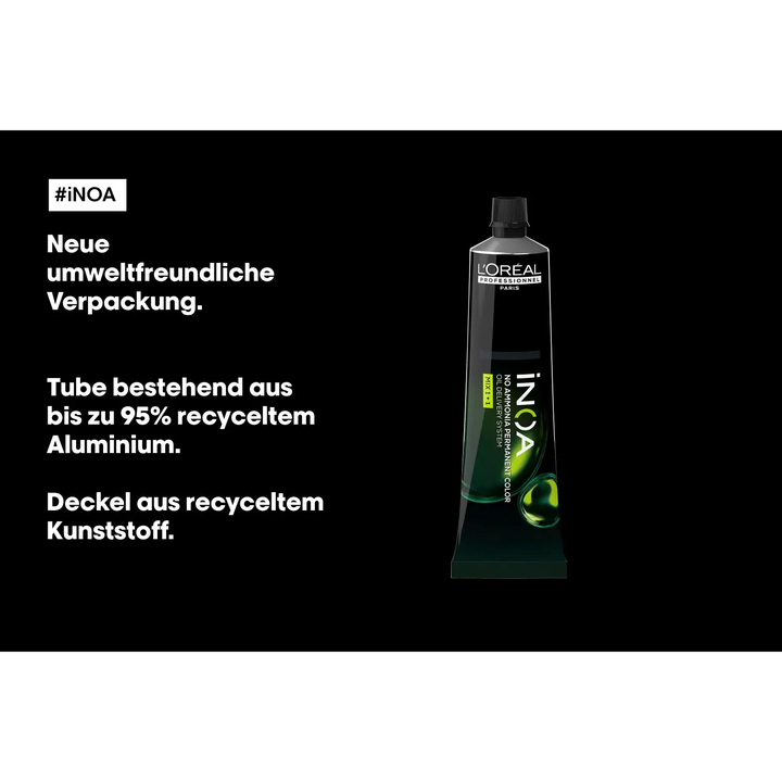 Haarfärbetube für L Oreal Professionnel Inoa Haarfarbe in Weiß und Goldfarben