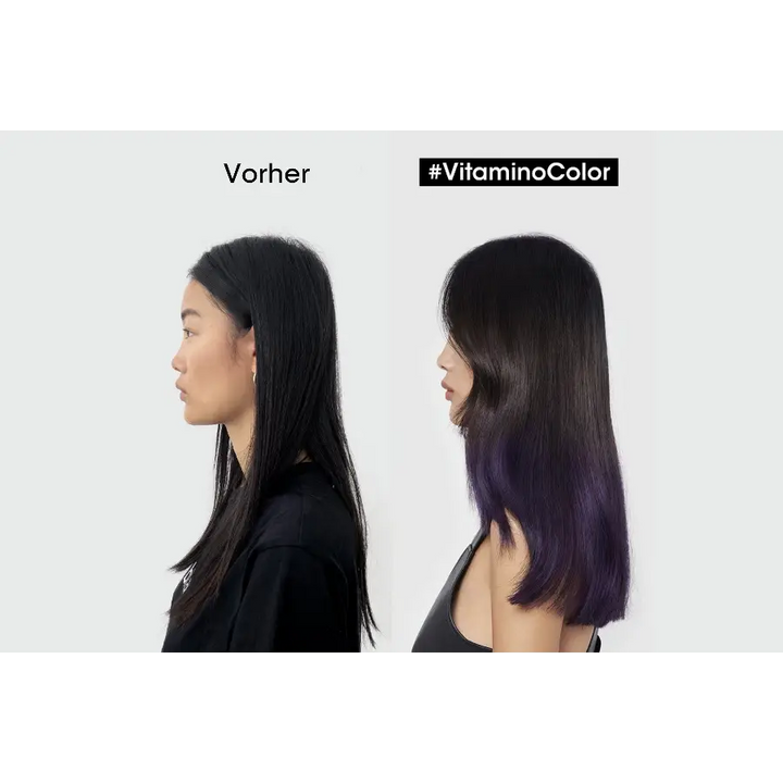 Haartransformation mit lila Ombre und L Oréal Professionnel Serie Expert Vitamino Color Maske