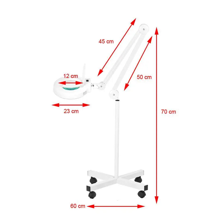 Magnifying lamp with adjustable arm and dimensions for Lupenleuchte LED S4 plus Stativ