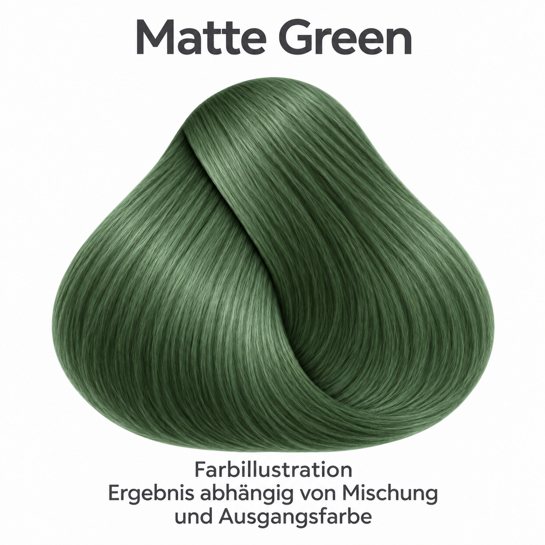 Goldwell System @ Pure Pigments – Matte Green. Farbillustration – Ergebnis abhängig von Mischung und Ausgangsfarbe.