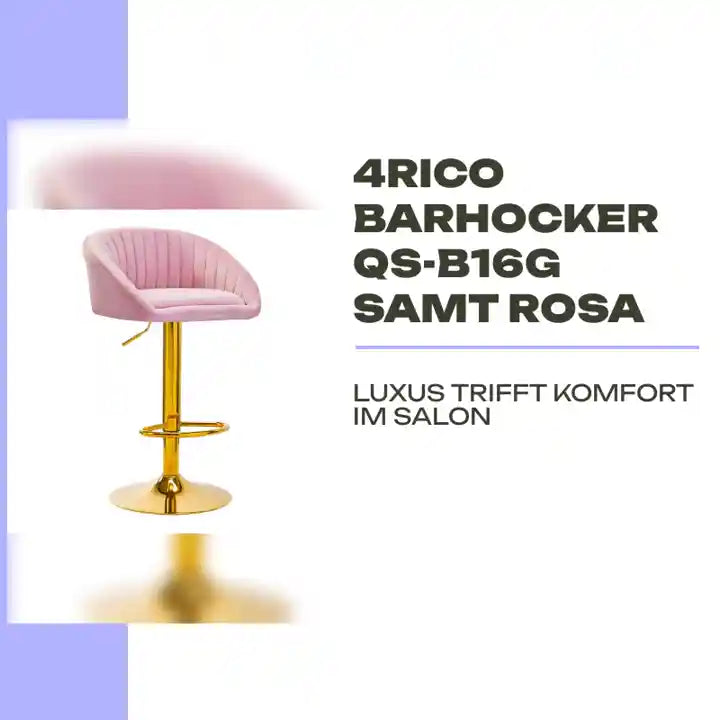 4Rico Barhocker QS-B16G Samt Rosa by@Outfy