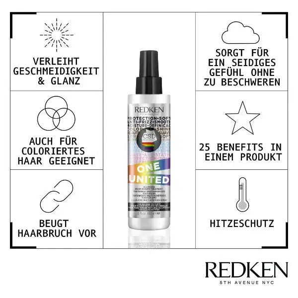 Redken One United All-In-One Multi-Vorteils-Spray Flasche auf weißem Hintergrund